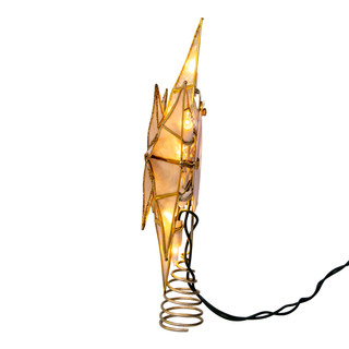 Thumbnail 2: Kurt Adler 10.5" 10L 6-Point Gold Glittered Capiz Star Tree Topper 
