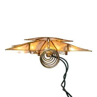 Thumbnail 3: Kurt Adler 10.5" 10L 6-Point Gold Glittered Capiz Star Tree Topper 