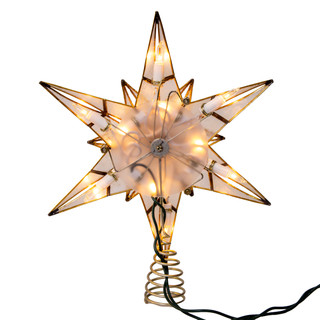 Thumbnail 4: Kurt Adler 10.5" 10L 6-Point Gold Glittered Capiz Star Tree Topper 