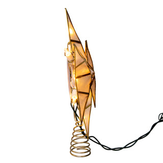 Thumbnail 6: Kurt Adler 10.5" 10L 6-Point Gold Glittered Capiz Star Tree Topper 