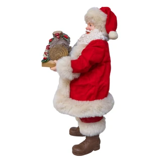 Thumbnail 2: Kurt Adler Kurt Adler 10.5 in. Fabriché Santa Holding Yule Log Cake 