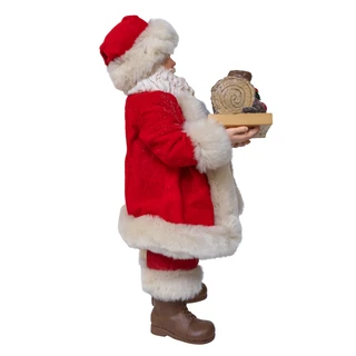 Thumbnail 5: Kurt Adler Kurt Adler 10.5 in. Fabriché Santa Holding Yule Log Cake 