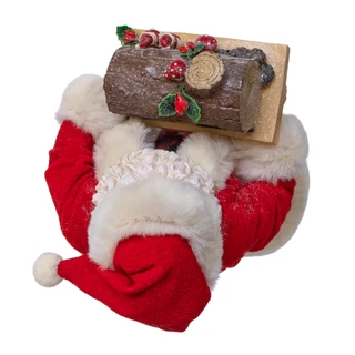 Thumbnail 6: Kurt Adler Kurt Adler 10.5 in. Fabriché Santa Holding Yule Log Cake 