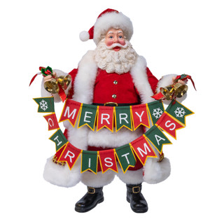 Thumbnail 1: Kurt Adler Fabriché Santa Holding "Merry Christmas" Banner Garland 