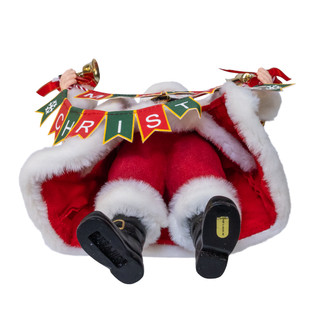 Thumbnail 2: Kurt Adler Fabriché Santa Holding "Merry Christmas" Banner Garland 