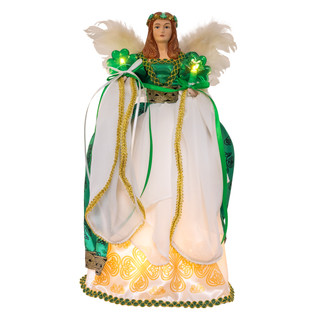 Thumbnail 1: Kurt Adler Kurt Adler 16" UL 10-Light Irish Angel Tree Topper 