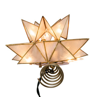 Thumbnail 6: Kurt Adler UL 10L 15-Point Capiz Sputnik Star Gold Trim Tree Topper 