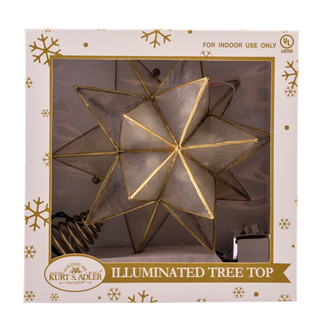 Thumbnail 7: Kurt Adler UL 10L 15-Point Capiz Sputnik Star Gold Trim Tree Topper 