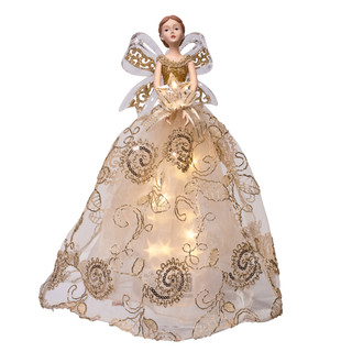 Thumbnail 1: Kurt Adler 12" Pre-lit Angel With Star Reflect Effect Tree Topper 
