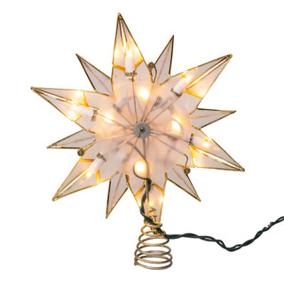 Thumbnail 4: Kurt Adler UL 10L 12-Point Capiz Star Gemstone Center Tree Topper 