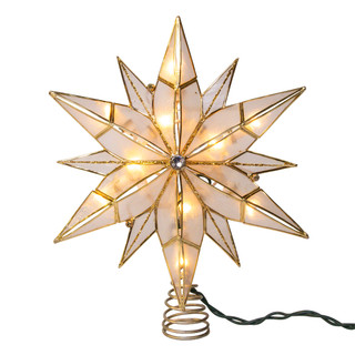 Thumbnail 1: Kurt Adler UL 10L 12-Point Capiz Star Gemstone Center Tree Topper 