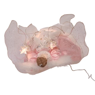 Thumbnail 5: Kurt Adler Kurt Adler 14" 10L Pink & White Angel Tree Topper 