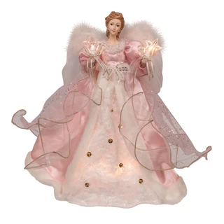 Thumbnail 1: Kurt Adler Kurt Adler 14" 10L Pink & White Angel Tree Topper 
