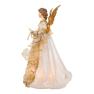 Thumbnail 2: Kurt Adler Kurt Adler 16” Ivory & Gold Angel Tree Topper 