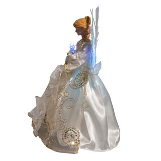 Thumbnail 8: Kurt Adler 14 in. Fiber Optic LED RGB Ivory & Gold Angel Tree Topper 