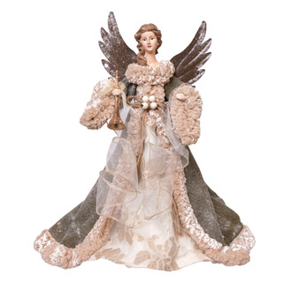 Thumbnail 1: Kurt Adler Kurt Adler 16" Ivory & Green Angel Tree Topper 