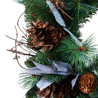 Thumbnail 4: Kurt Adler Kurt Adler 24 in. Natural Pine Cone Wreath 