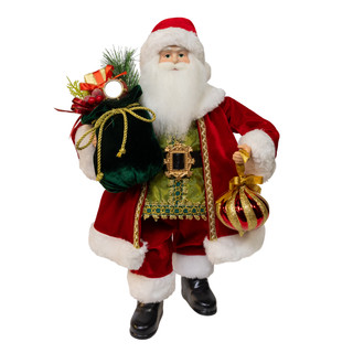 Thumbnail 1: Kurt Adler Kurt Adler 18 in.  Kringles Red Velvet Santa with Bag 