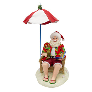 Thumbnail 1: Kurt Adler Kurt Adler 13.5 in. Fabriché Beach Santa With Umbrella 