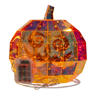 Thumbnail 6: Kurt Adler Magical Iridescence 10.7 in. Holographic Jack-O-Lantern 