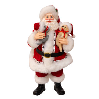 Thumbnail 1: Kurt Adler 10.5 in. Fabriché Santa Holding Puppy & Kitten Table Piece 