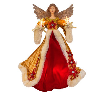 Thumbnail 1: Kurt Adler 16" UL 10-Light Holiday Diamonds Angel Tree Topper 