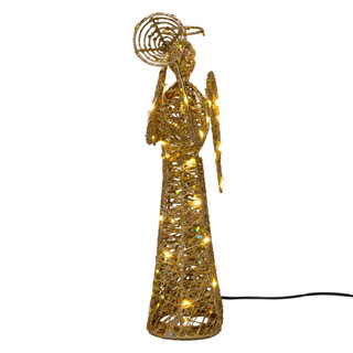 Thumbnail 2: Kurt Adler 12 in. Warm White Twinkle LED Gold Angel Tree Topper 