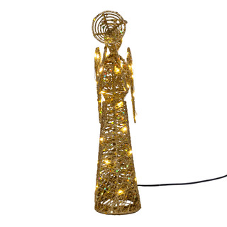 Thumbnail 3: Kurt Adler 12 in. Warm White Twinkle LED Gold Angel Tree Topper 