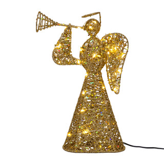 Thumbnail 1: Kurt Adler 12 in. Warm White Twinkle LED Gold Angel Tree Topper 