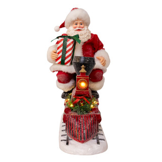 Thumbnail 2: Kurt Adler  10.5 in. Fabriché Battery Operated Santa On Light-Up Train 