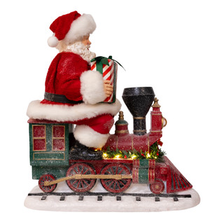 Thumbnail 6: Kurt Adler  10.5 in. Fabriché Battery Operated Santa On Light-Up Train 