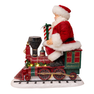 Thumbnail 1: Kurt Adler  10.5 in. Fabriché Battery Operated Santa On Light-Up Train 