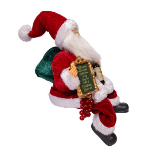 Thumbnail 2: Kurt Adler Kurt Adler 15 in. Fabriché Sitting Santa Holding Wine 