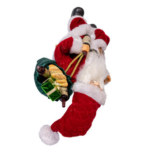 Thumbnail 4: Kurt Adler Kurt Adler 15 in. Fabriché Sitting Santa Holding Wine 