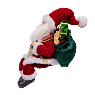 Thumbnail 5: Kurt Adler Kurt Adler 15 in. Fabriché Sitting Santa Holding Wine 