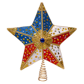 Thumbnail 1: Kurt Adler 13.5 in. Red, White & Blue 5-Point Star Tree Topper 