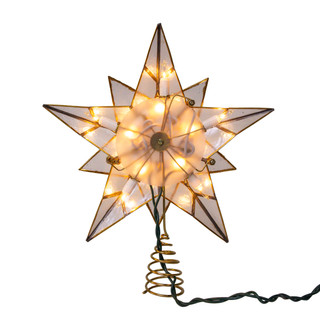Thumbnail 2: Kurt Adler  9.84 in. 10L 5-Point Gold Glittered Capiz Star Tree Topper 