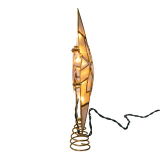 Thumbnail 4: Kurt Adler  9.84 in. 10L 5-Point Gold Glittered Capiz Star Tree Topper 