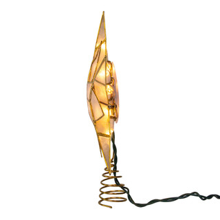 Thumbnail 6: Kurt Adler  9.84 in. 10L 5-Point Gold Glittered Capiz Star Tree Topper 