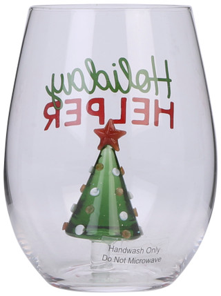 Thumbnail 2: Mud Pie Holiday Helper Christmas Tree Icon Wine Glass 