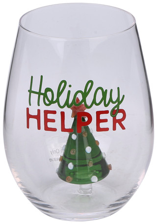 Thumbnail 1: Mud Pie Holiday Helper Christmas Tree Icon Wine Glass 