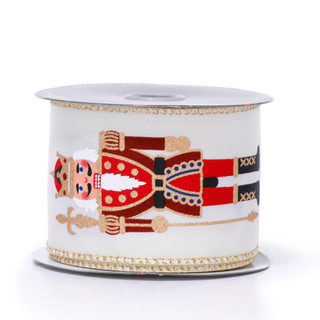 Thumbnail 2: Artemis 10 Yds Christmas Nutcracker Decorative Luxury Wire Ribbon  