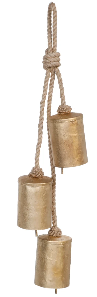 Thumbnail 1: Magical Season Gold Christmas Cow Bells Decor 