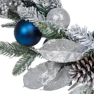 Thumbnail 2: Supreme Silk 26 In Ball Berry Pine Christmas Wreath w/ Ribbon  