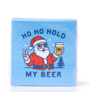 Thumbnail 1: Life is Good 40 Pk Santa Hold My Beer Christmas Cocktail Napkins 