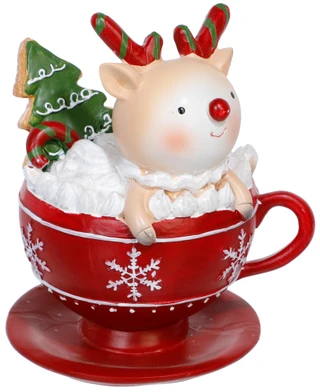 Thumbnail 1: Magical Season 4x4x6 Christmas Reindeer In Mug Figurine 