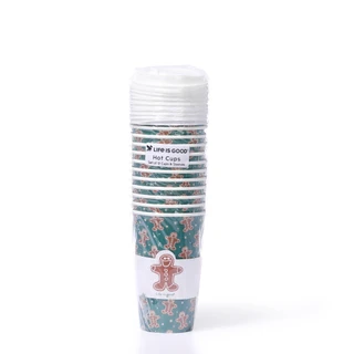 Thumbnail 1: Life is Good 12 Pk Gingerbread Man Christmas Paper Coffee Cups 