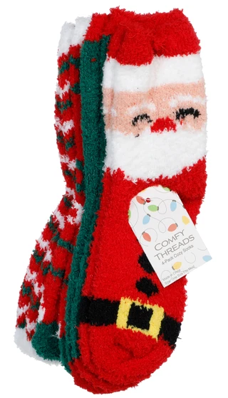 Thumbnail 1: Comfy Threads 4 Pk Cozy Christmas Socks 