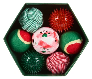 Thumbnail 2: AKC 7 Pc Christmas Holiday Dog Ball Set 