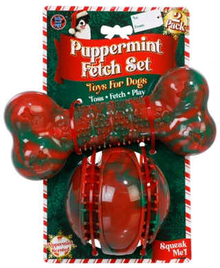 Thumbnail 1: Bow Wow Pet 2 Pk Christmas Puppermint Fetch Set 